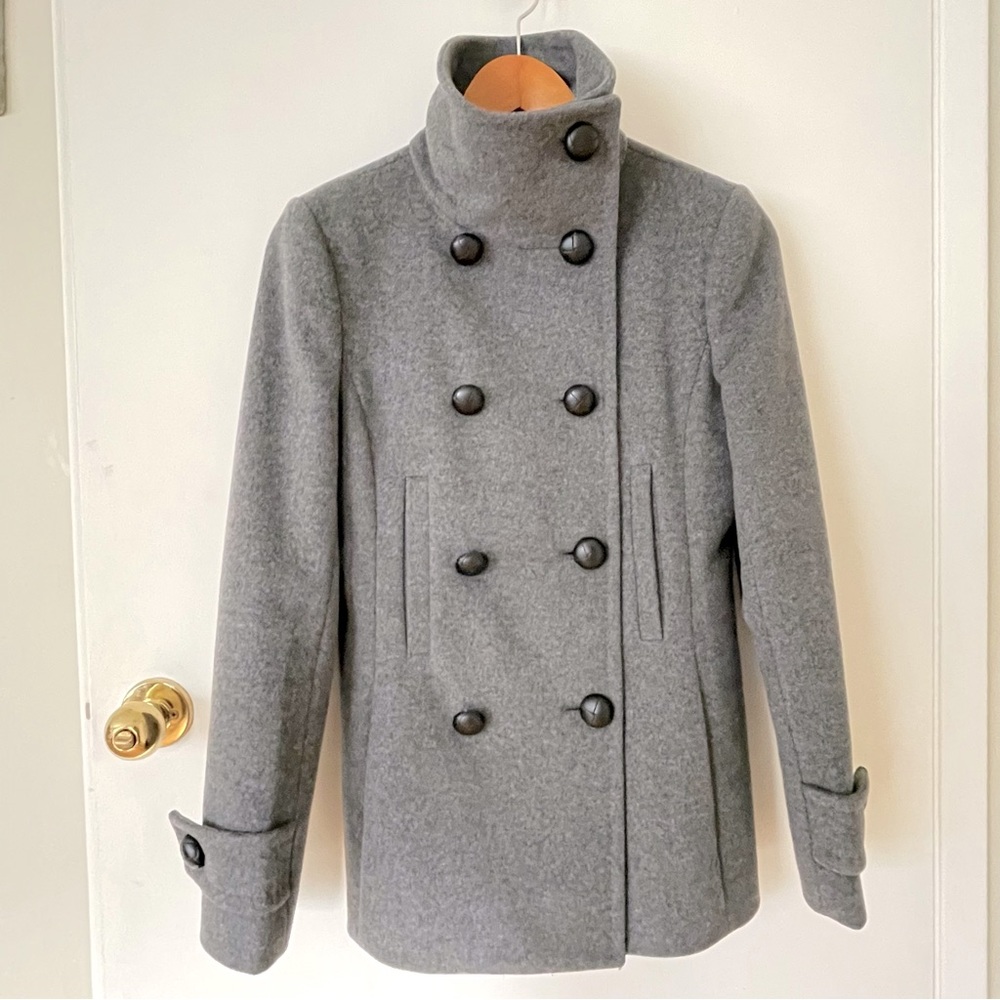 Like New Aritzia Babaton Howell Wool & Cashmere Pea Coat, Grey, S